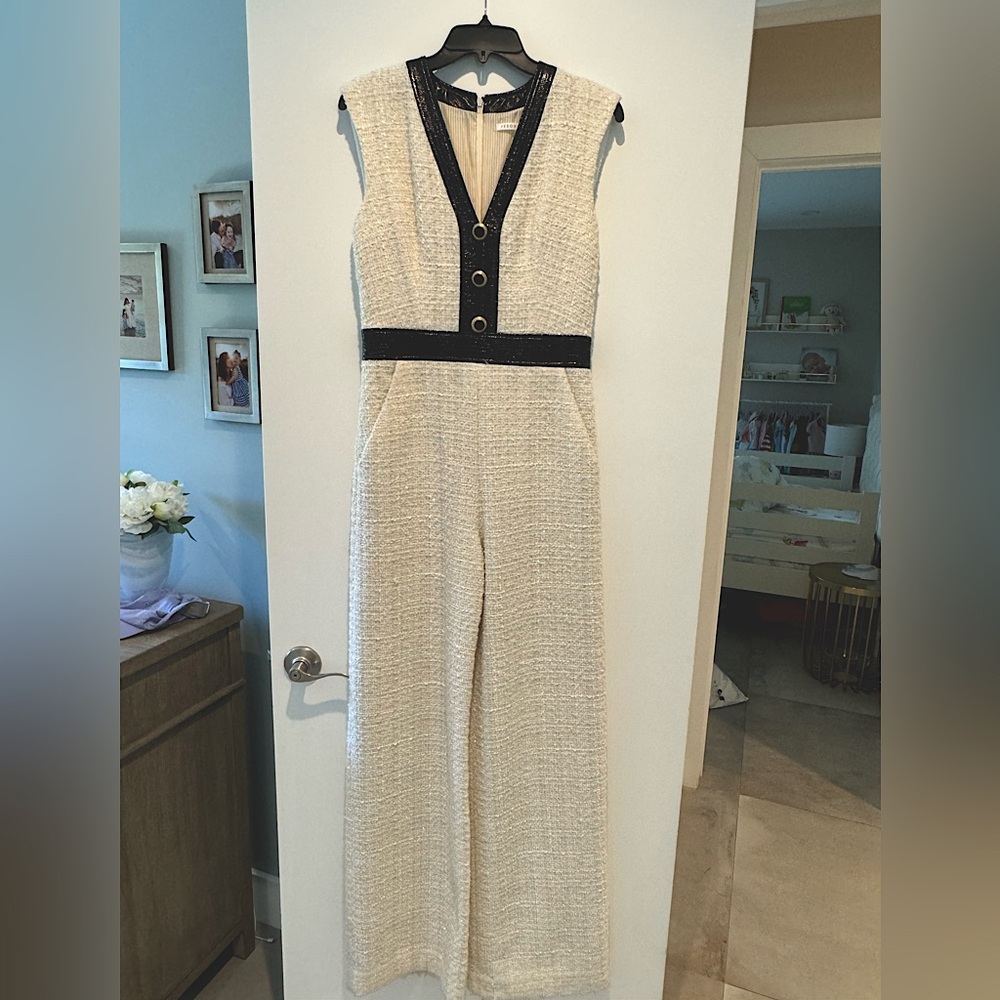 Veronica Beard white twill jumpsuit